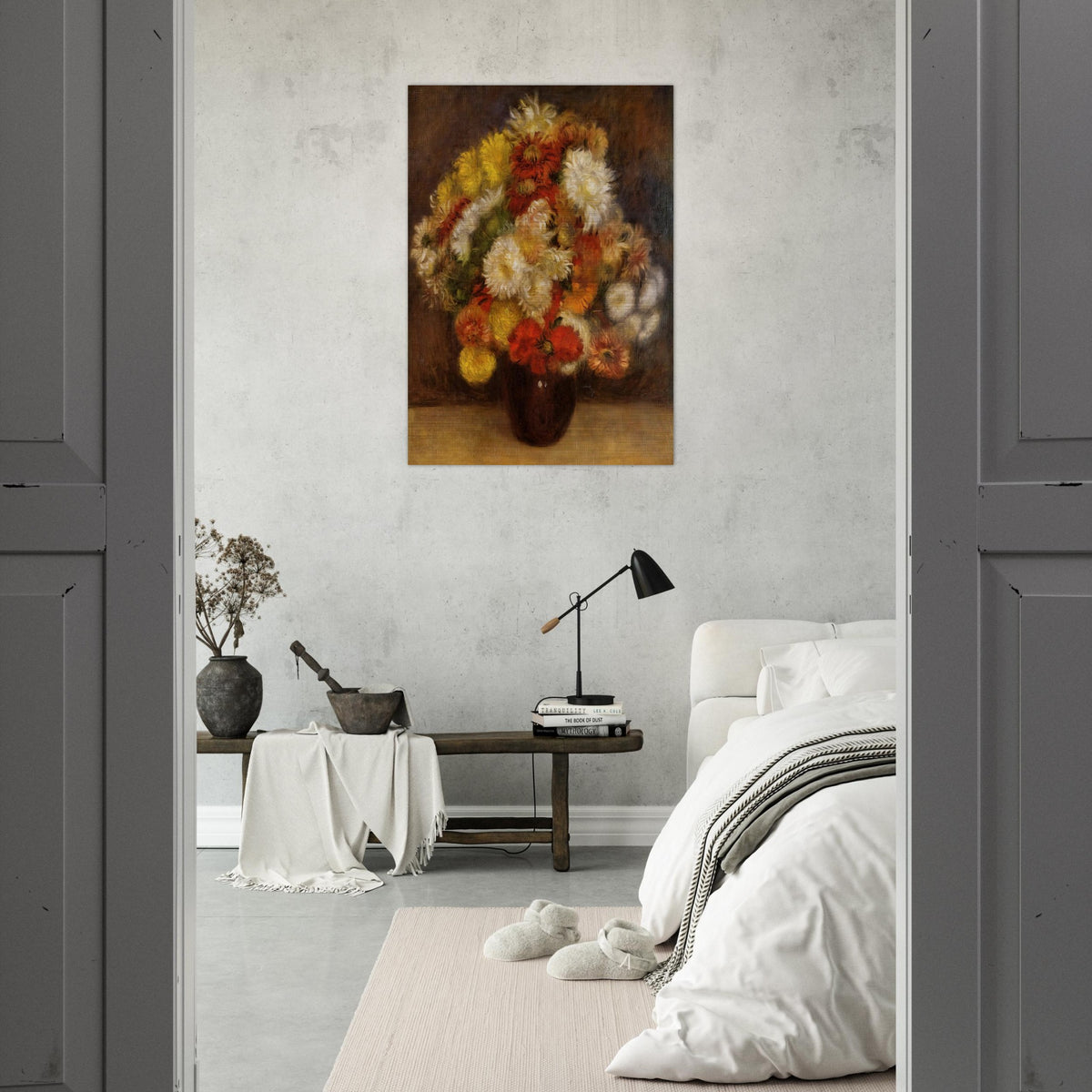 Bouquet of Chrysanthemums - Pierre-Auguste Renoir Brushed Aluminum Print - 70x100 cm / 28x40 inches | Pierre-Auguste Renoir Aluminum Print | Pierre-Auguste Renoir Prints