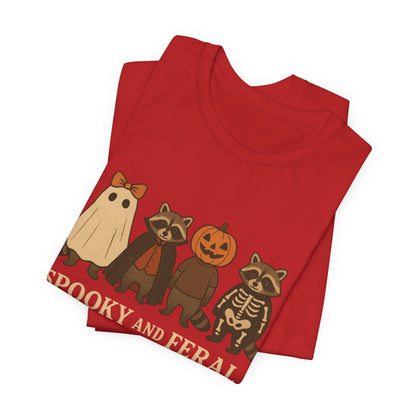 Gruseliges Waschbär-Shirt, lustiges Halloween-T-Shirt mit Grafik, süßes Vintage-Herbst-T-Shirt, trendiges Damen-Halloween-Shirt, T-Shirt mit wildem Waschbär-Motiv