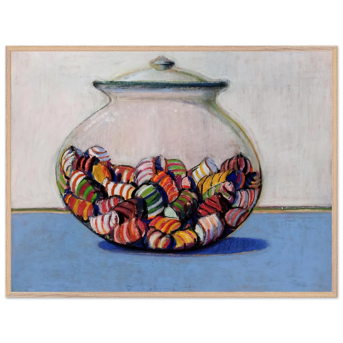 Wayne Thiebaud - Glassed Candy - 1969 Wall Art - 30x40 cm / 12x16 inches - Premium Wooden Framed Poster With Fine Art Paper - Black frame