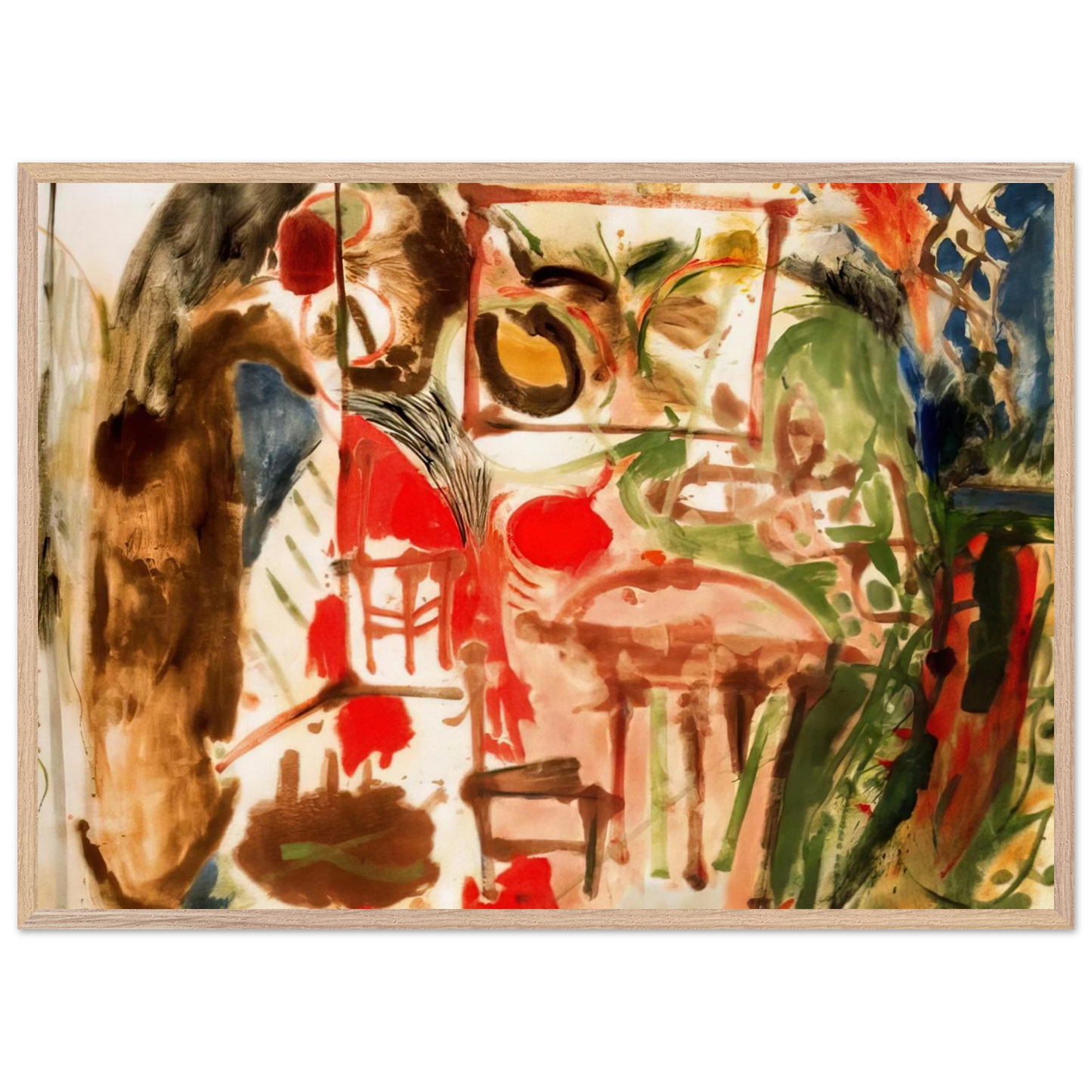 Helen Frankenthaler - Interior - 1957 Wall art - 70x100 cm / 28x40 inches - Premium Wooden Framed Poster With Fine Art Paper-canvas - Wood frame