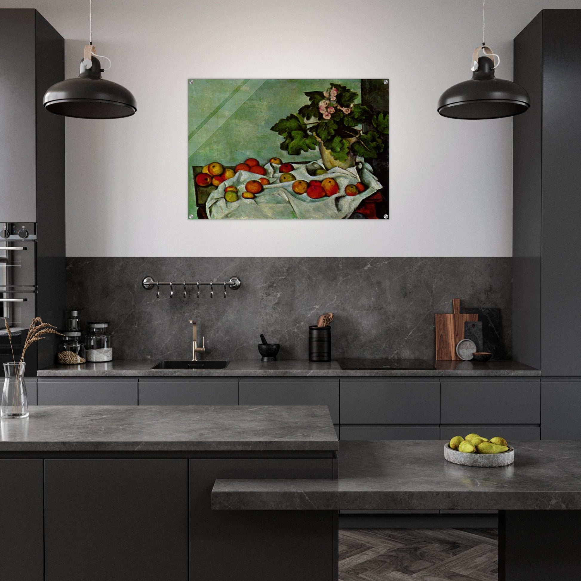 Still Life with Apples and a Pot of Primroses - Paul Cézanne Acrylic Print - 70x100 cm / 28x40″ inches