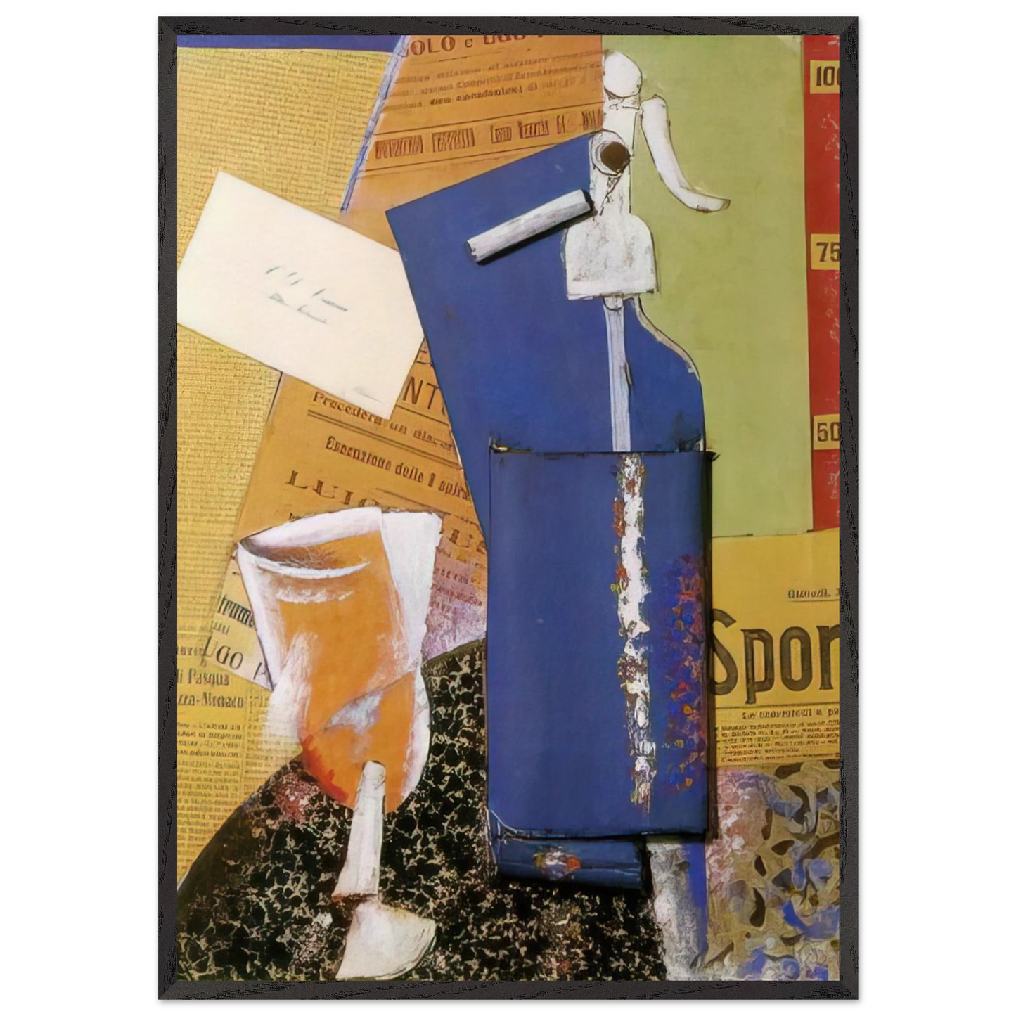 STILL LIFE WITH SYPHON SODA WATER 1914 - Carlo Carra 70x100 cm / 28x40 inches Framed Art Print – Black Wooden Frame