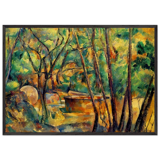Millstone and Cistern Under Trees - Paul Cezanne 70x100 cm / 28x40 inches Framed Art Print – Black Wooden Frame