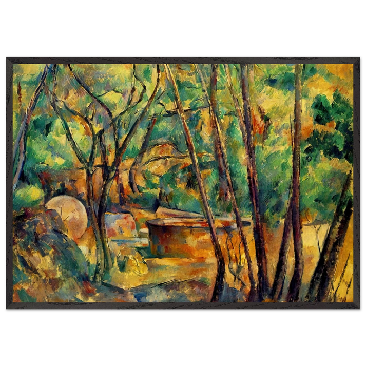 Millstone and Cistern Under Trees - Paul Cezanne 70x100 cm / 28x40 inches Framed Art Print – Black Wooden Frame
