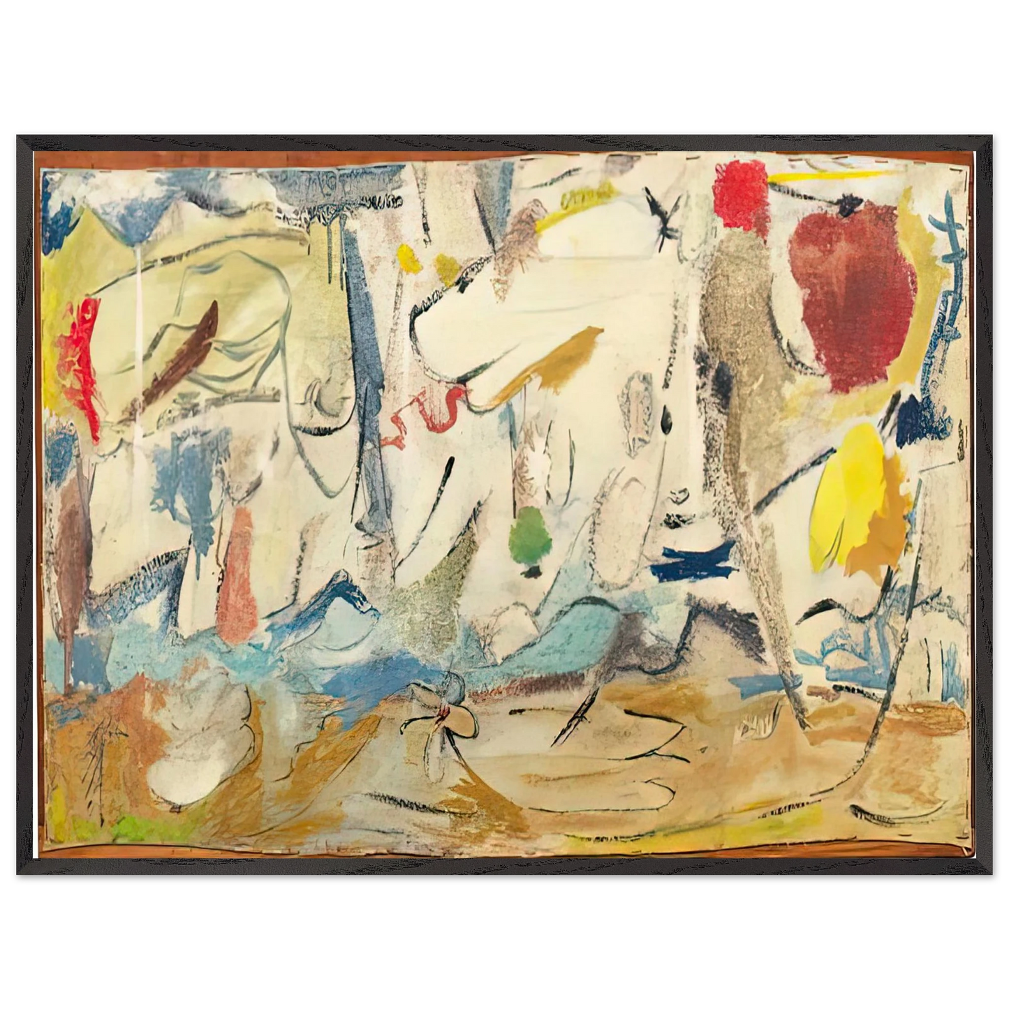 Helen Frankenthaler - Cloudscape, 1951- Wall Art - 21x29.7 cm / 8x12" - Premium Wooden Framed Poster With Fine Art Paper-canvas - White frame