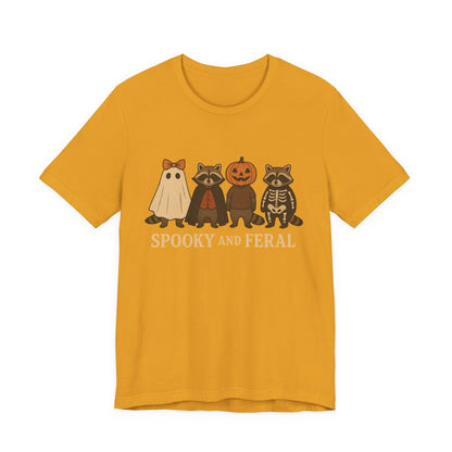 Gruseliges Waschbär-Shirt, lustiges Halloween-T-Shirt mit Grafik, süßes Vintage-Herbst-T-Shirt, trendiges Damen-Halloween-Shirt, T-Shirt mit wildem Waschbär-Motiv