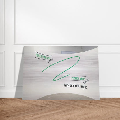 Pushed Forward... - 2009 - Lawrence Weiner Brushed Aluminum Print - 70x100 cm / 28x40 inches | Lawrence Weiner Aluminum Print | Lawrence Weiner Prints