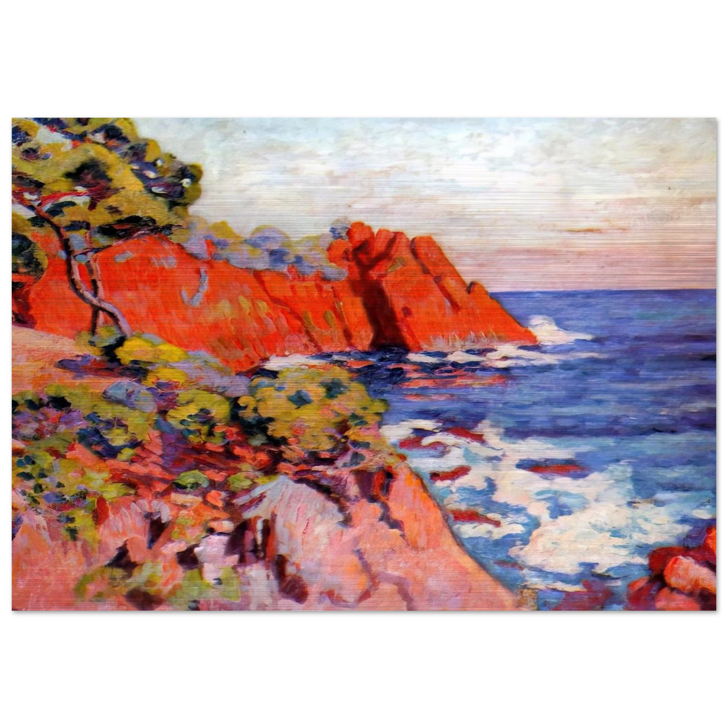 Rochers sur la Côte à Agay - 1907 - Armand Guillaumin Brushed Aluminum Print - 70x100 cm / 28x40 inches | Armand Guillaumin Aluminum Print | Armand Guillaumin Prints