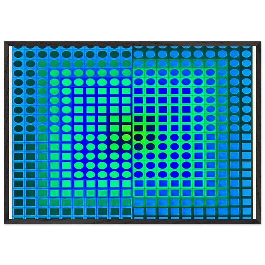 Zoeld V - 1967 - Victor Vasarely 70x100 cm / 28x40 inches Framed Art Print – Black Wooden Frame