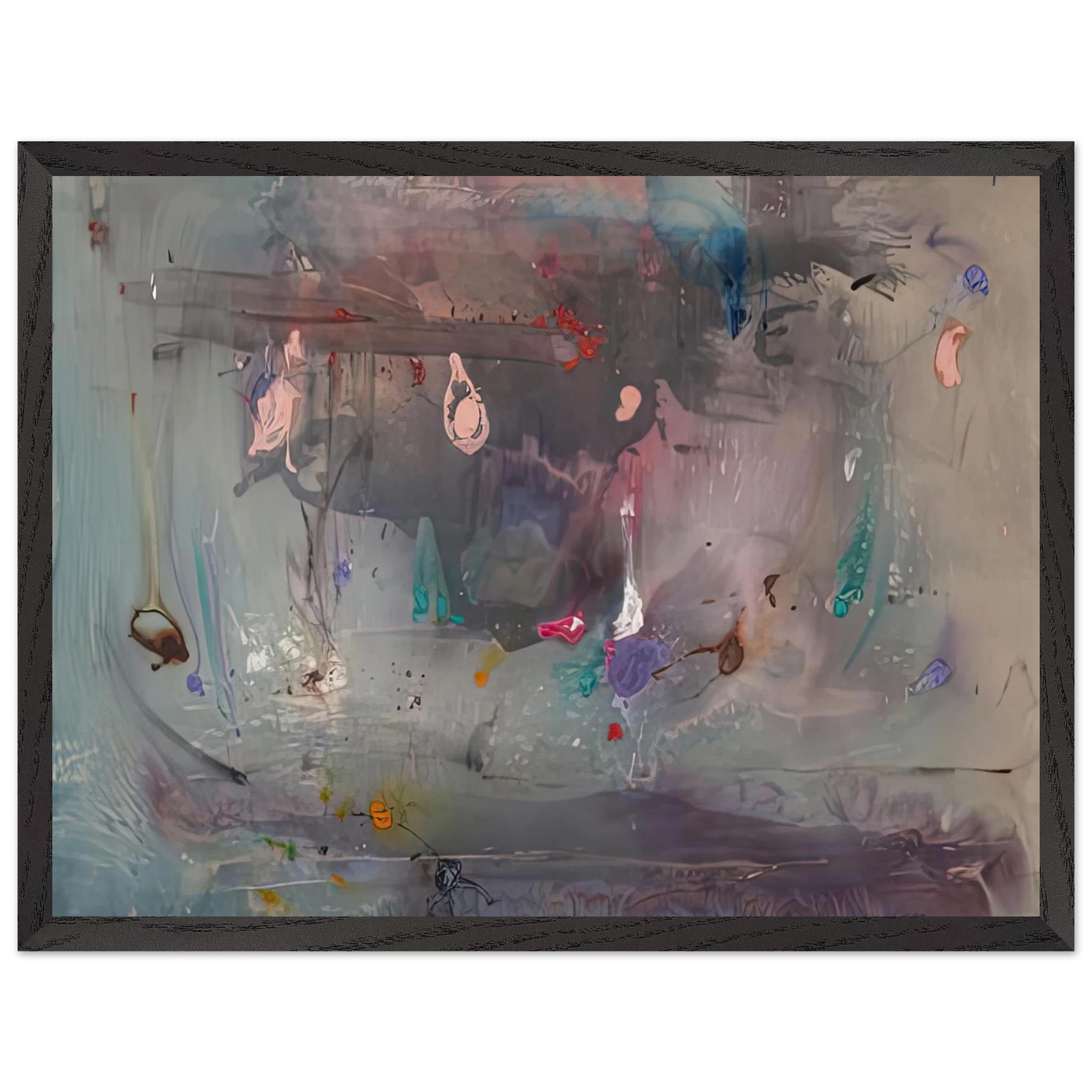 Helen Frankenthaler - Grey Fireworks, 1982- Wall Art - 28x40 inches / 70x70 cm - Canvas (Imperial)-canvas - -