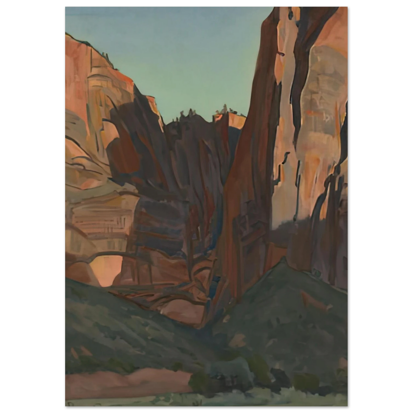 Maynard Dixon - NOTCH IN THE WALL ZION NATIONAL PARK AUGUST 1933 1933 Wall art - A3 (29.7 x 42  cm) - Premium Wooden Framed Poster With Fine Art Paper-canvas - White frame