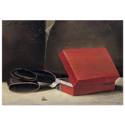 Scatola rossa con astuccio per occhiali - 1923 - Julius Bissier Brushed Aluminum Print - 70x100 cm / 28x40 inches | Julius Bissier Aluminum Print | Julius Bissier Prints