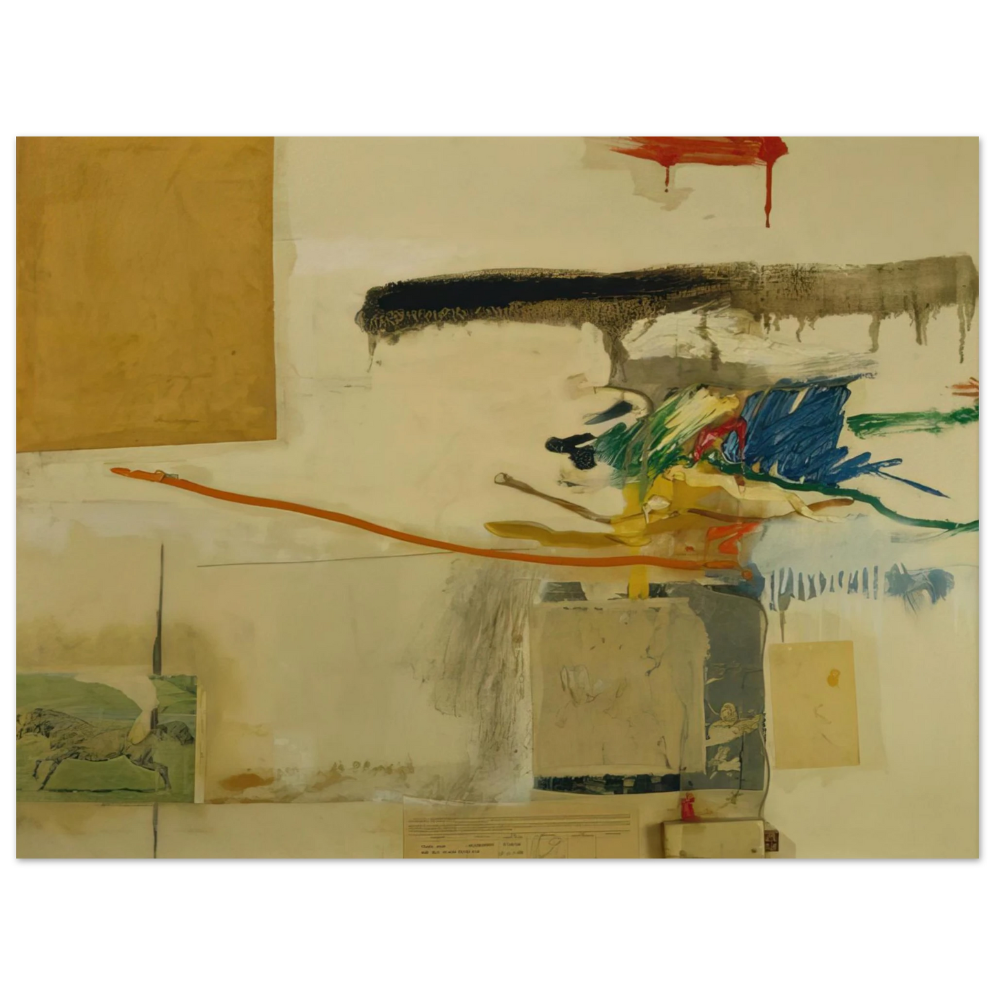 Robert Rauschenberg - UNTITLED FORMERLY TITLED COLLAGE WITH HORSE 1957  75x100 cm / 30x40inches Fine Art Poster