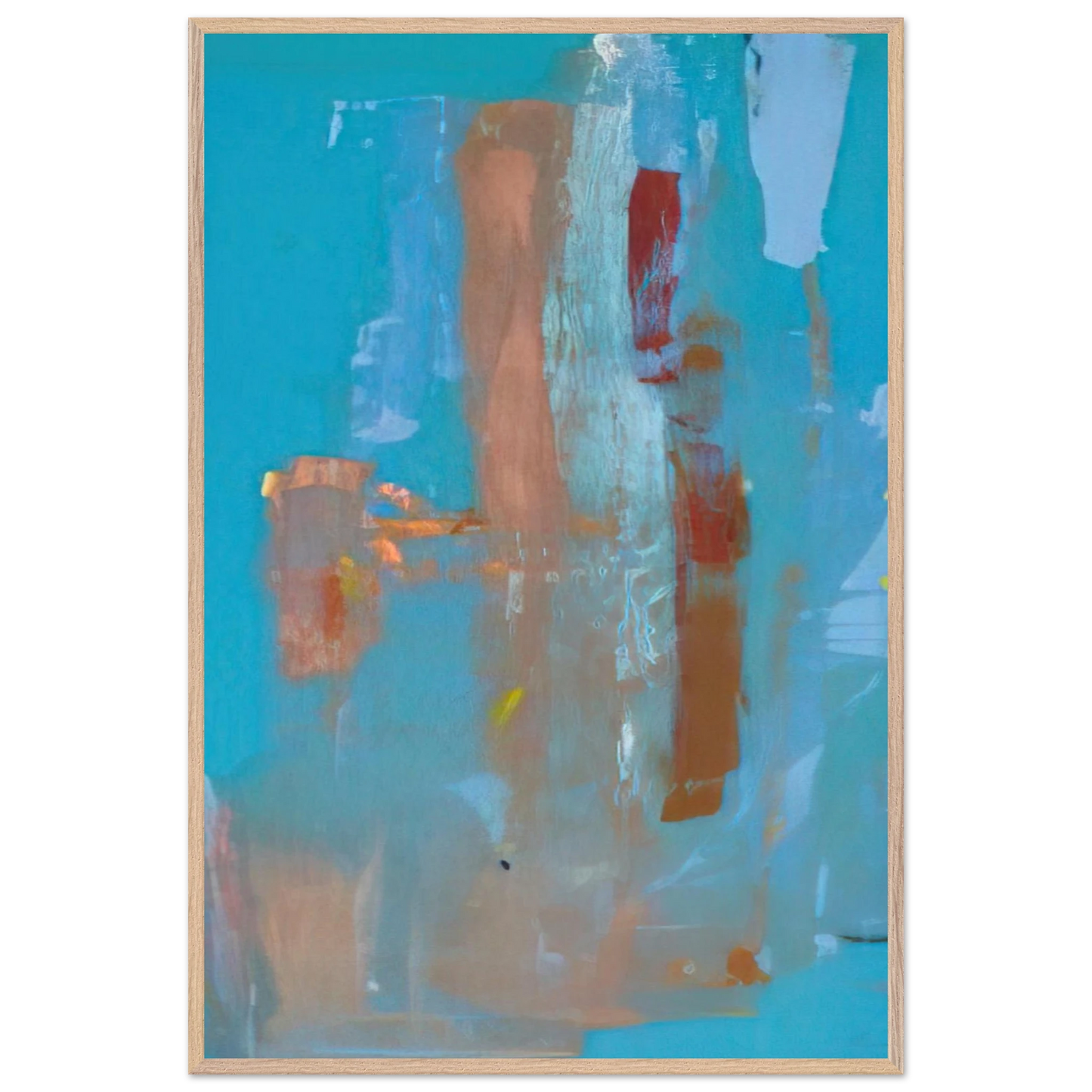 Helen Frankenthaler - In on Blue - 1976 Wall art - 60x90 cm / 24x36 inches - Premium Wooden Framed Poster With Fine Art Paper-canvas - Wood frame