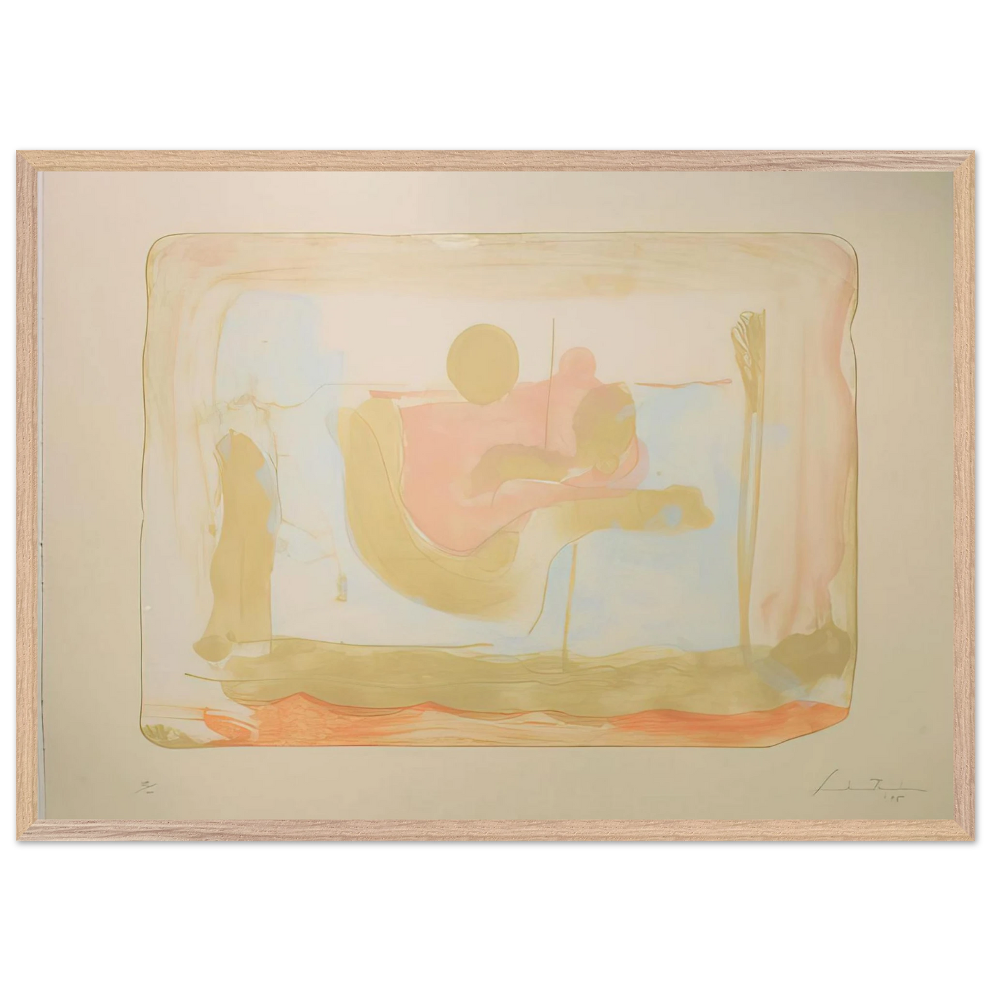 Helen Frankenthaler - Reflections I - 1995 Wall art - 30x45 cm / 12x18 inches - Premium Wooden Framed Poster With Fine Art Paper-canvas - White frame