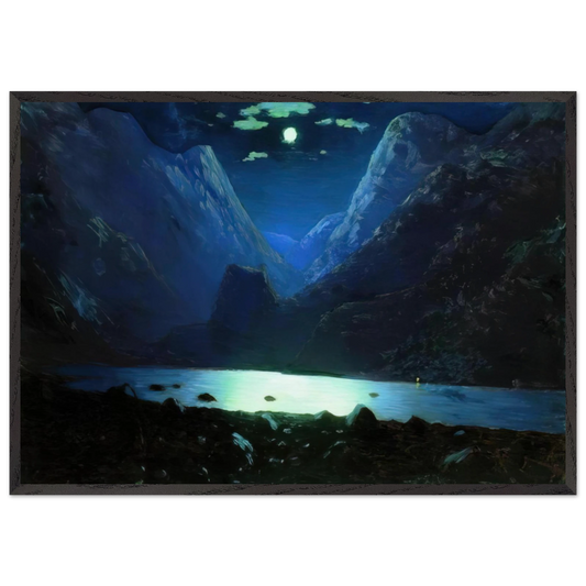 Daryal pass Moonlight Night - Arkhyp Kuindzhi 70x100 cm / 28x40 inches Framed Art Print – Black Wooden Frame