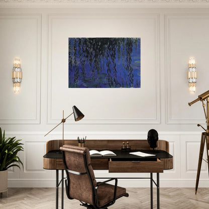 Water Lilies and Weeping Willow Branches - claude monet Brushed Aluminum Print - 70x100 cm / 28x40 inches | claude monet Aluminum Print | claude monet Prints