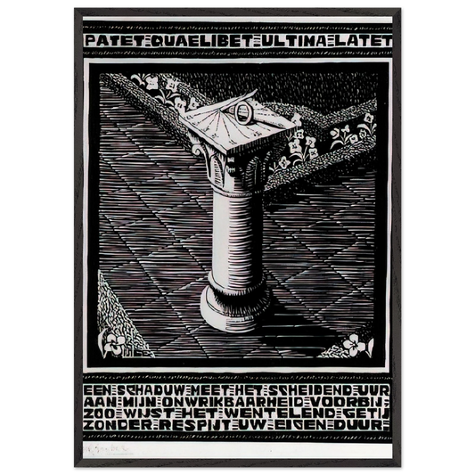 EMBLEMATA SUNDIAL - MC Escher 70x100 cm / 28x40 inches Framed Art Print – Black Wooden Frame | Maurits Cornelis Escher Prints