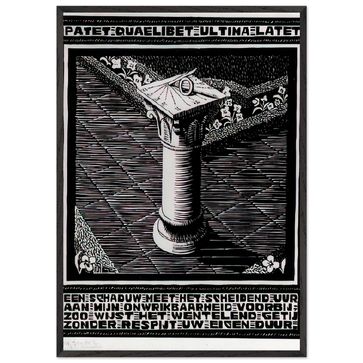 EMBLEMATA SUNDIAL - MC Escher 70x100 cm / 28x40 inches Framed Art Print – Black Wooden Frame | Maurits Cornelis Escher Prints