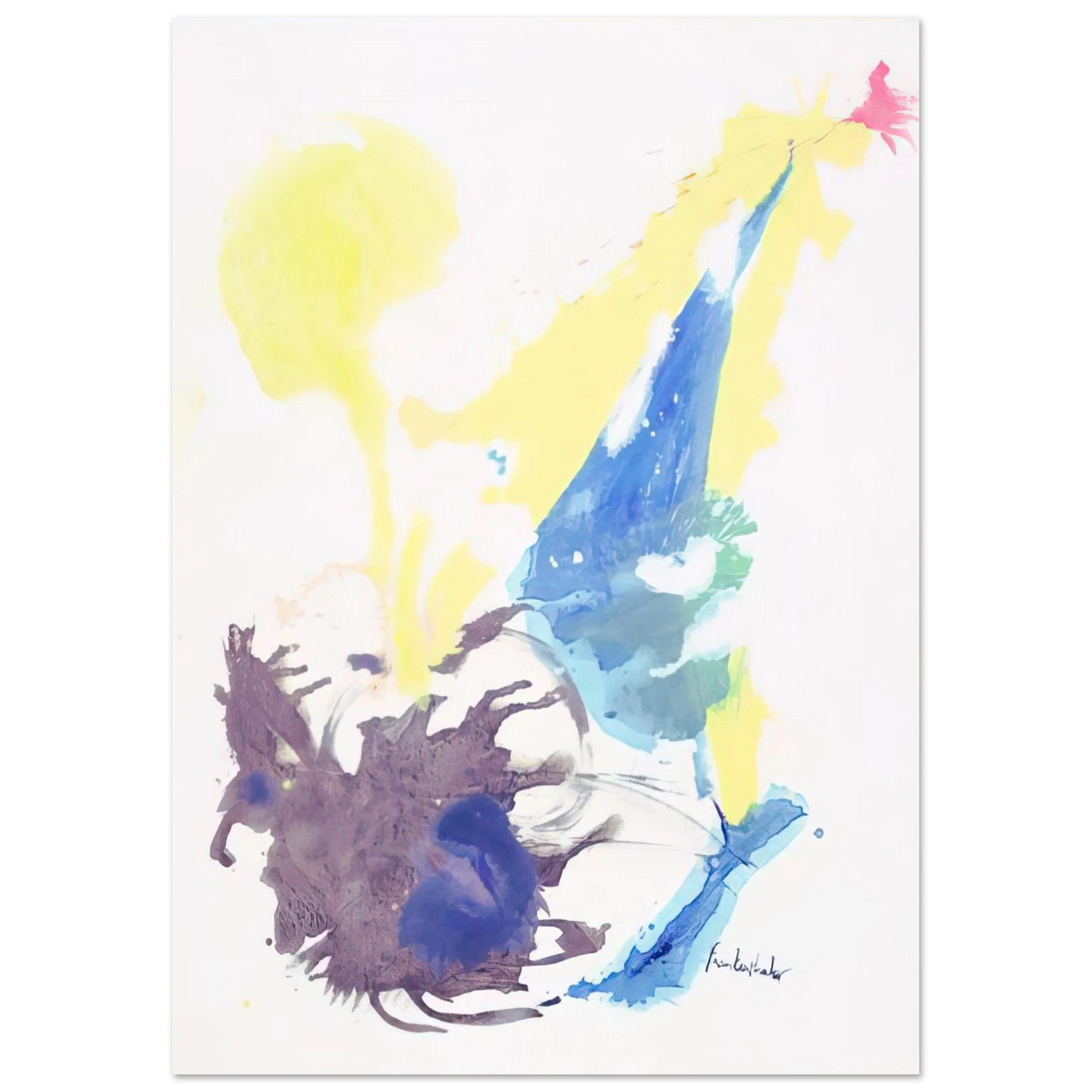 Helen Frankenthaler - Moving Day - 1961 Wall art - 28x43  cm / XL (11x17 inches) - Premium Wooden Framed Poster With Fine Art Paper-canvas - Black frame