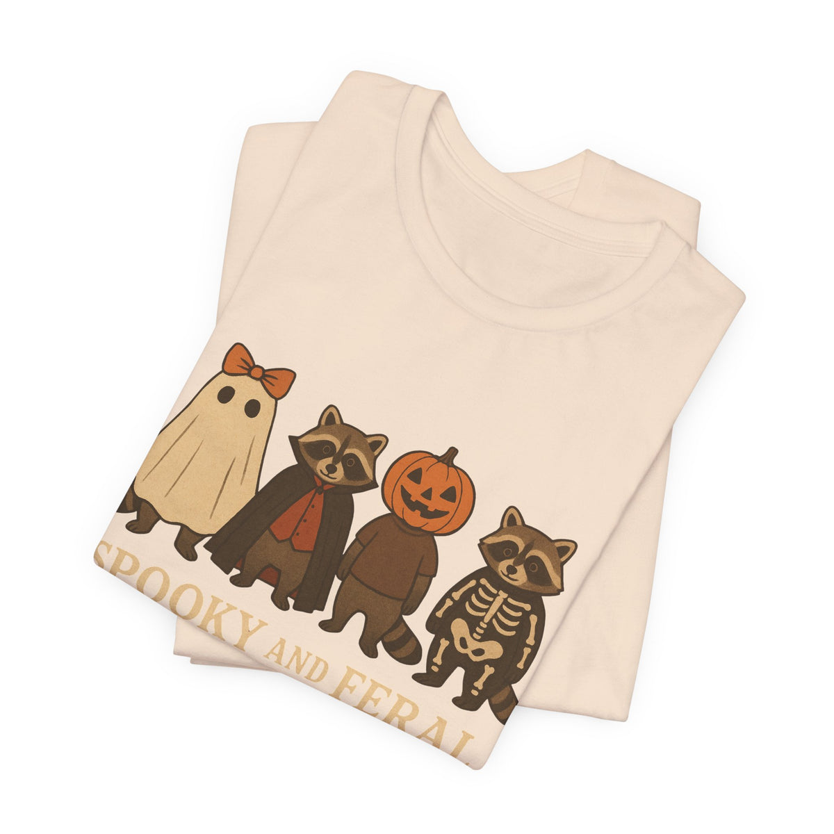 Gruseliges Waschbär-Shirt, lustiges Halloween-T-Shirt mit Grafik, süßes Vintage-Herbst-T-Shirt, trendiges Damen-Halloween-Shirt, T-Shirt mit wildem Waschbär-Motiv