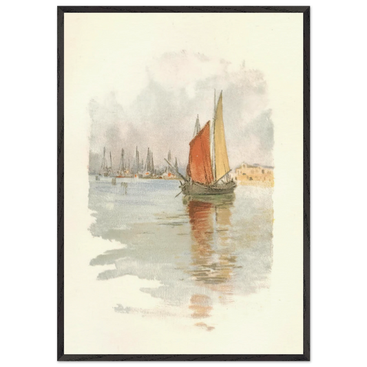 Woodboats and Dogana - Childe Hassam 70x100 cm / 28x40 inches Framed Art Print – Black Wooden Frame