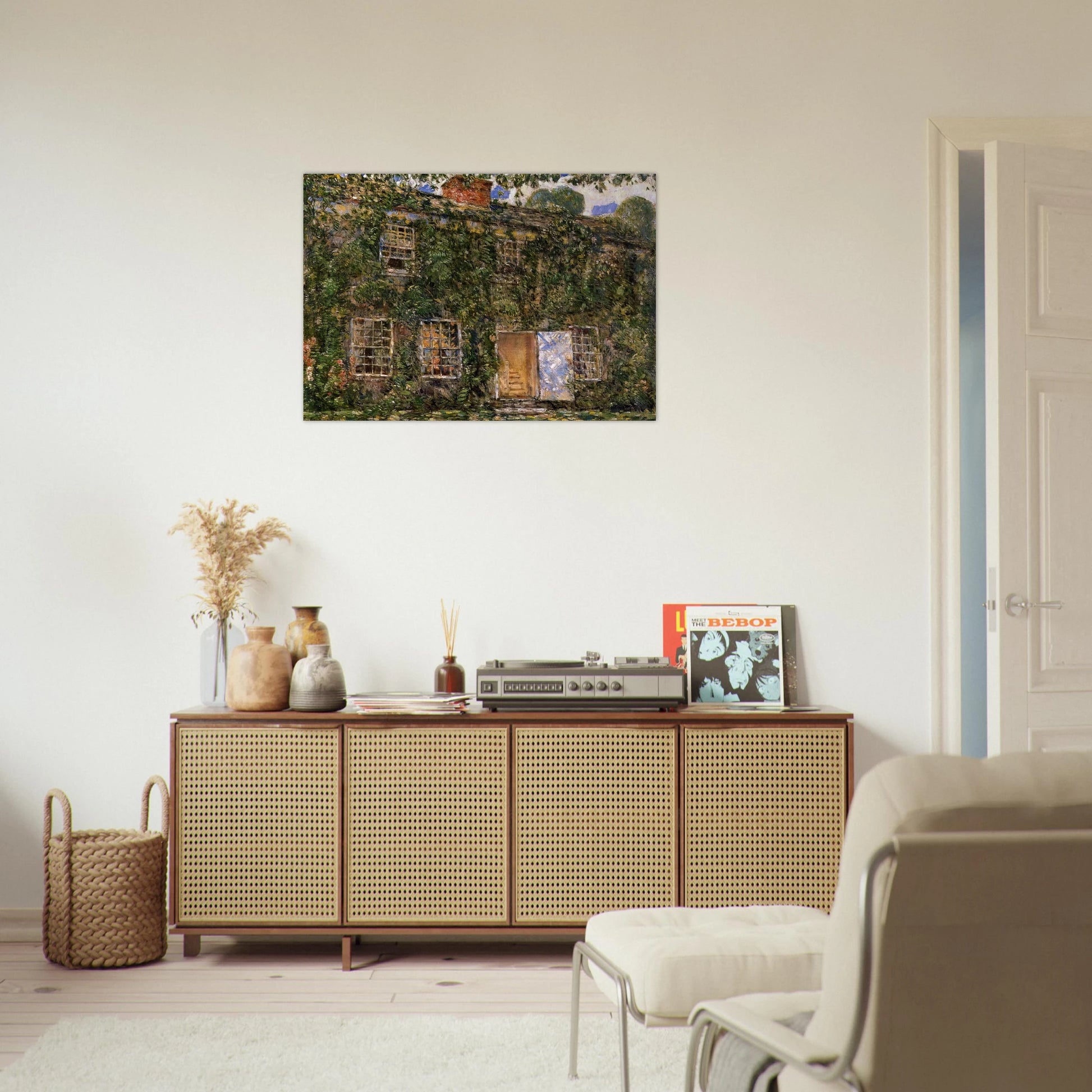 Home Sweet Home Cottage, East Hampton - Childe Hassam Brushed Aluminum Print - 70x100 cm / 28x40 inches | Childe Hassam Aluminum Print | Childe Hassam Prints