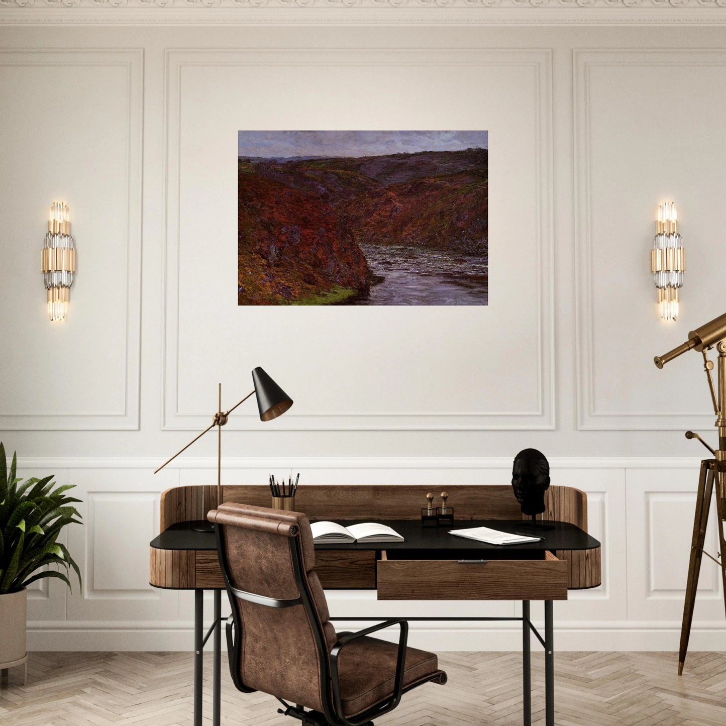 Valley of the Creuse, Grey Sky - claude monet Brushed Aluminum Print - 70x100 cm / 28x40 inches | claude monet Aluminum Print | claude monet Prints