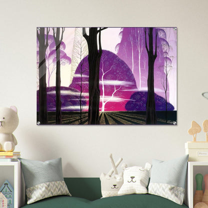 Purple Dawn - Eyvind Earle Acrylic Print - 70x100 cm / 28x40″ inches