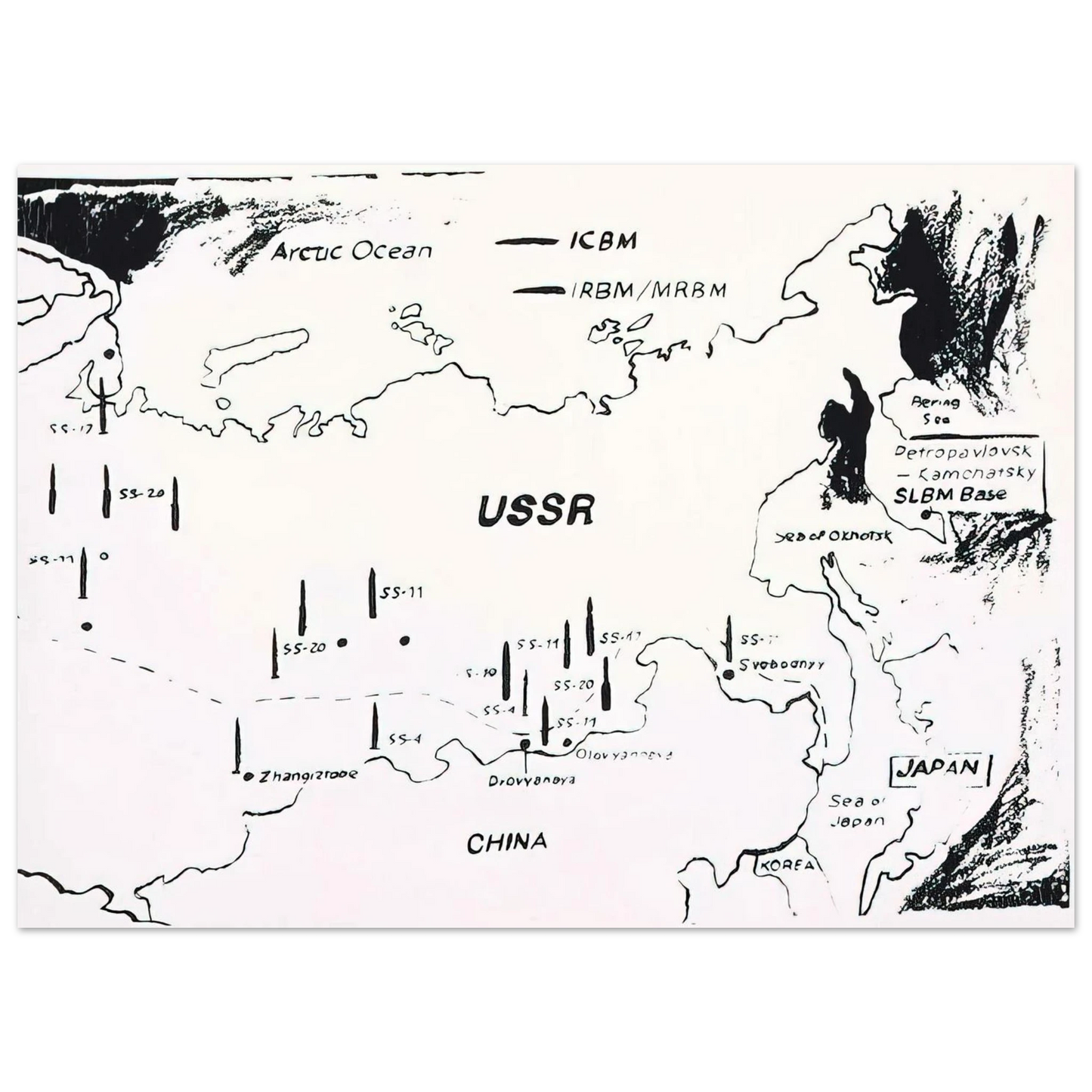 Andy Warhol - Map of Eastern U.S.S.R. Missile Bases Fine Art Poster