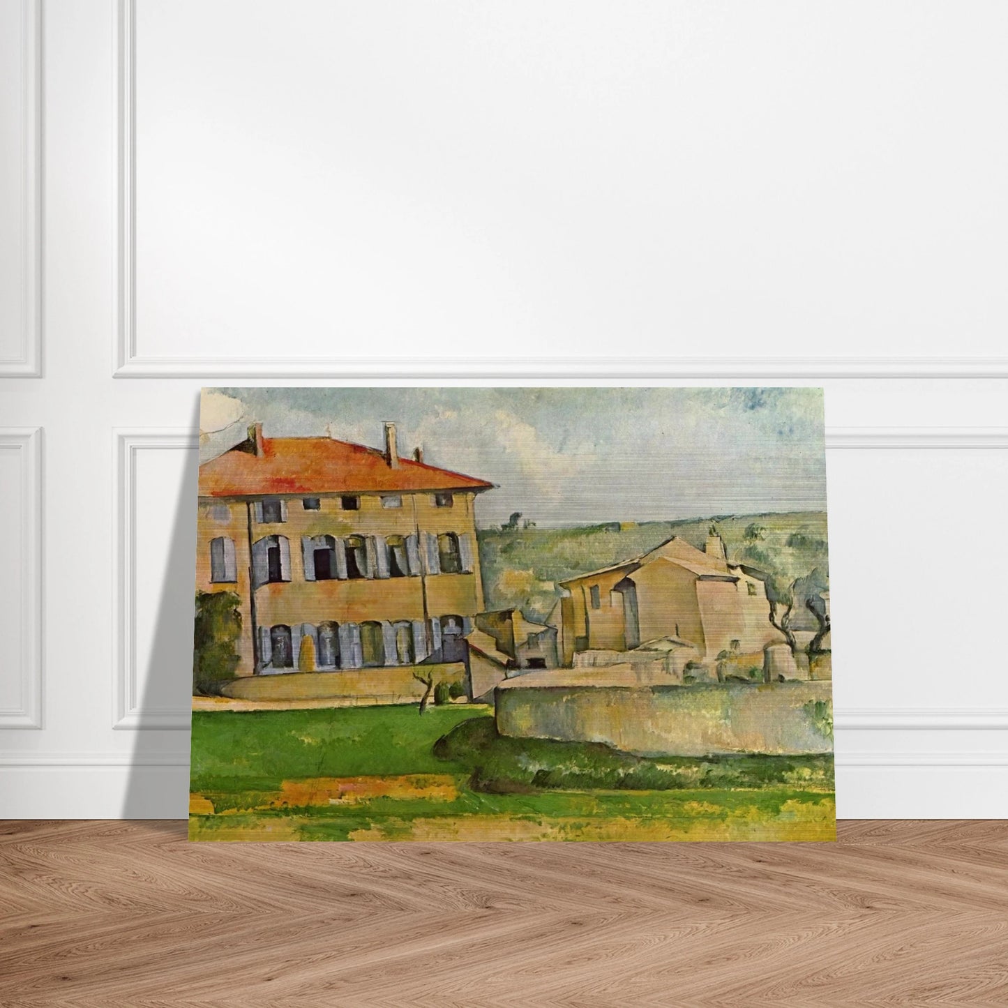 House and Farm at Jas de Bouffan - Paul Cézanne Brushed Aluminum Print - 70x100 cm / 28x40 inches | Paul Cézanne Aluminum Print | Paul Cézanne Prints