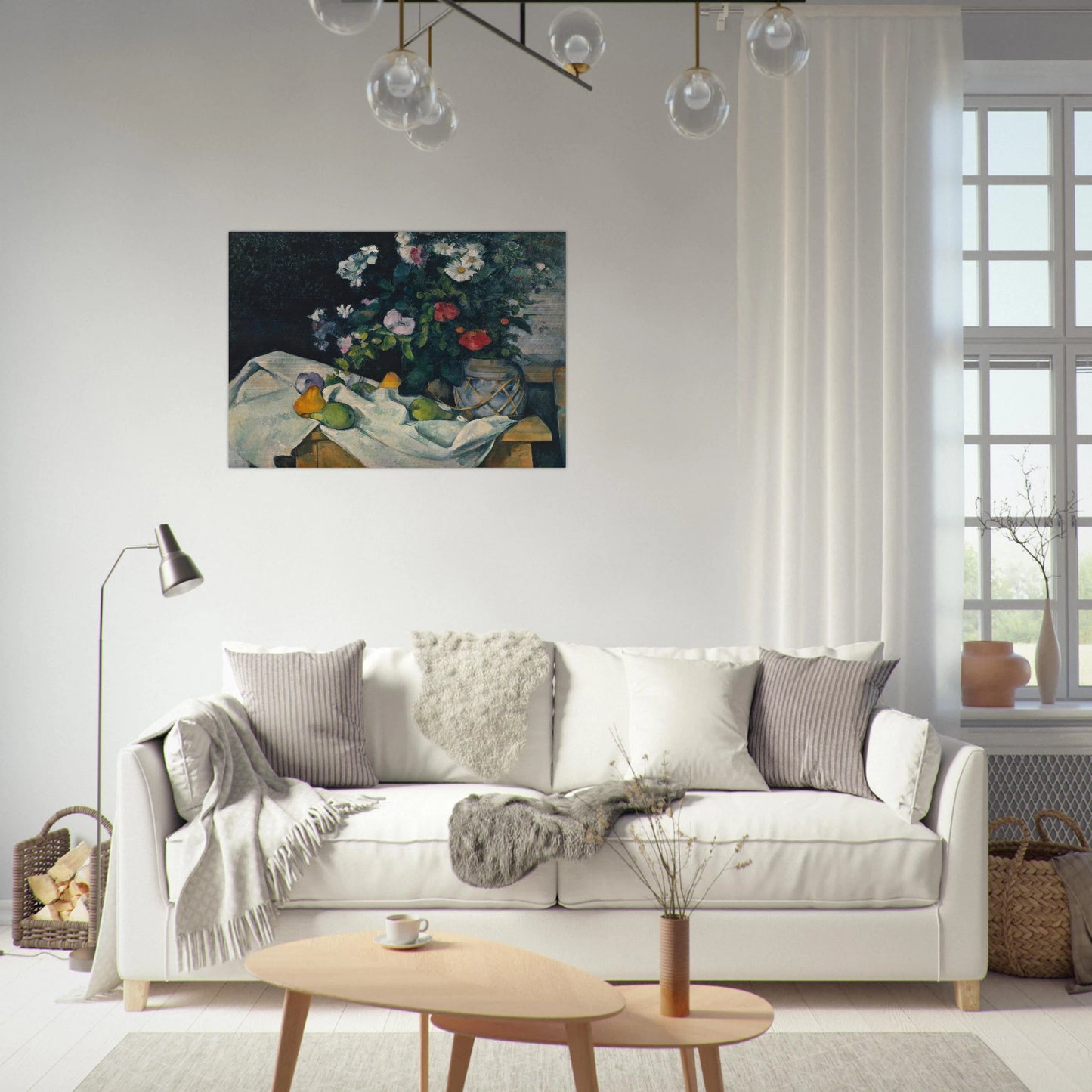 Still Life with Flowers and Fruit - Paul Cézanne Brushed Aluminum Print - 70x100 cm / 28x40 inches | Paul Cézanne Aluminum Print | Paul Cézanne Prints