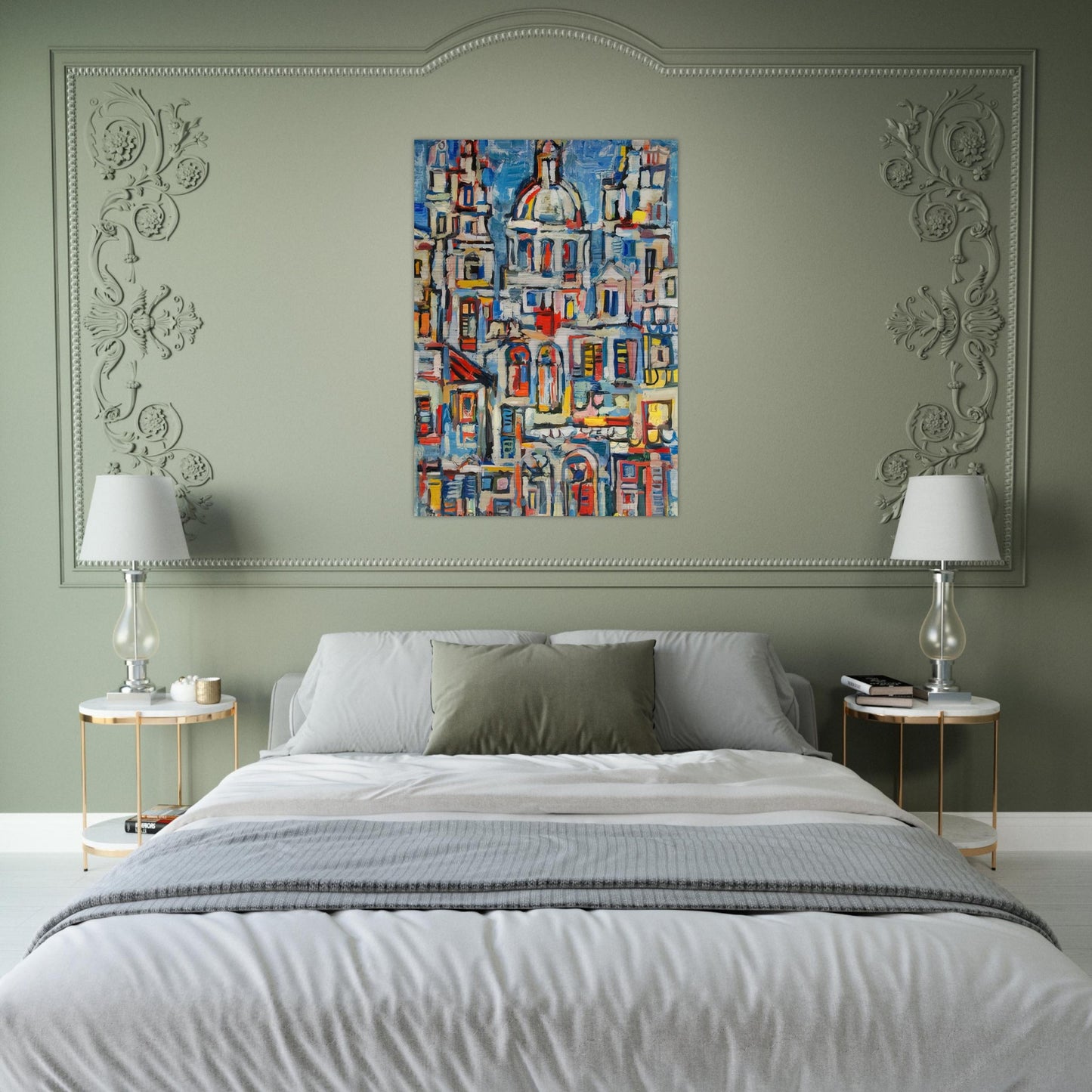 LANDSCAPE OF HAVANA 1961 - Rene Portocarrero Brushed Aluminum Print - 70x100 cm / 28x40 inches | Rene Portocarrero Aluminum Print | Rene Portocarrero Prints