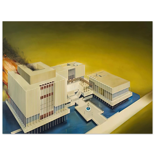 Edward Ruscha - THE LOS ANGELES COUNTY MUSEUM ON FIRE 1968  75x100 cm / 30x40inches Fine Art Poster