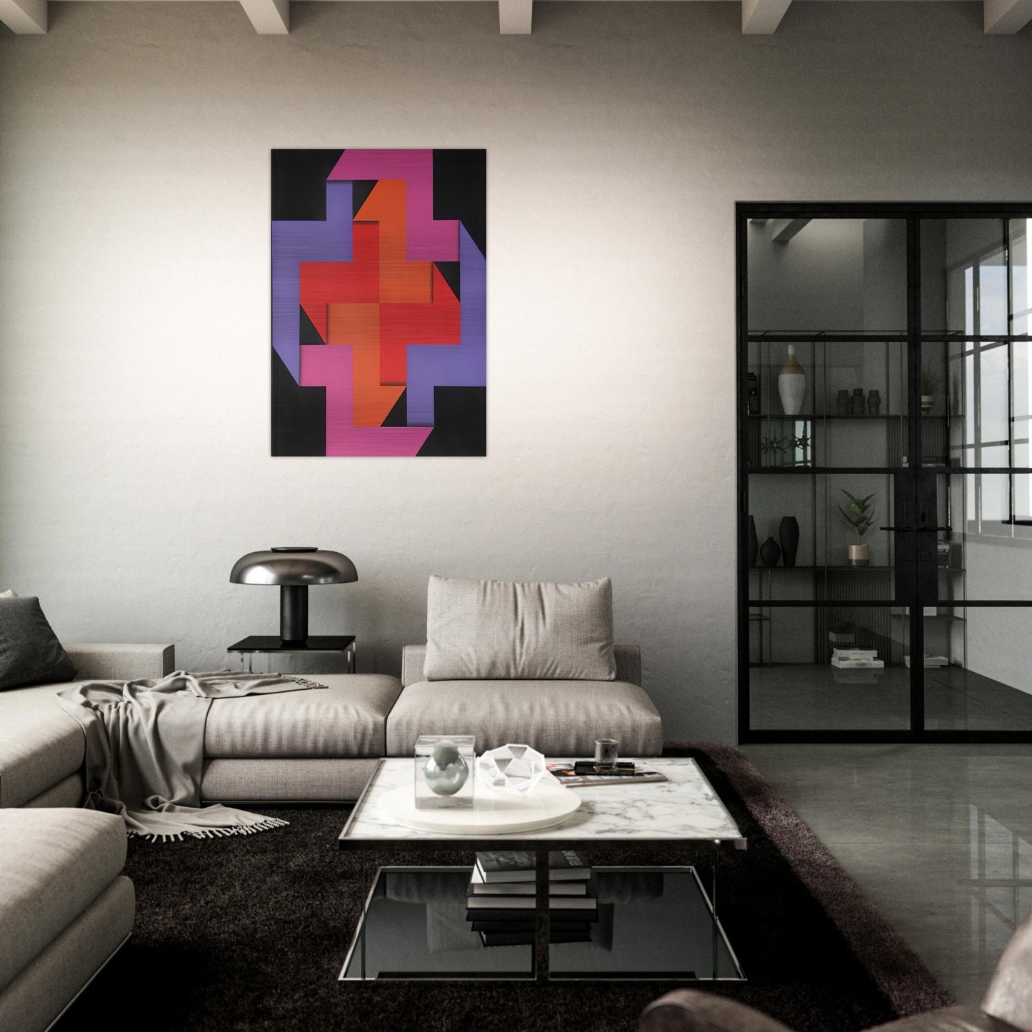 Tibacuy - 1969 - Omar Rayo Brushed Aluminum Print - 70x100 cm / 28x40 inches | Omar Rayo Aluminum Print | Omar Rayo Prints