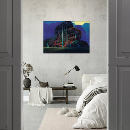Softening Shades of Twilight - Eyvind Earle Brushed Aluminum Print - 70x100 cm / 28x40 inches | Eyvind Earle Aluminum Print | Eyvind Earle Prints