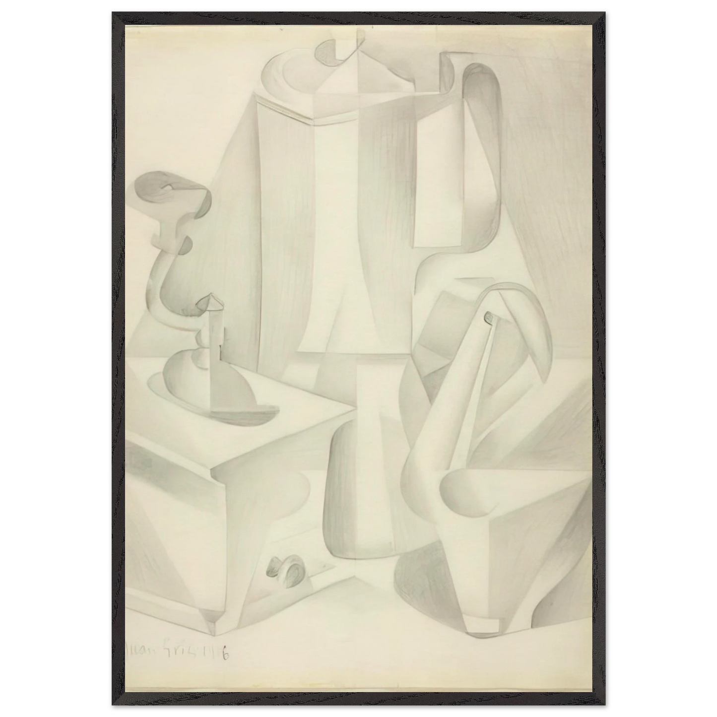 STILL LIFE WITH COFFEE MILL 1916 - Juan Gris 70x100 cm / 28x40 inches Framed Art Print – Black Wooden Frame