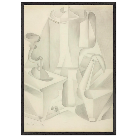 STILL LIFE WITH COFFEE MILL 1916 - Juan Gris 70x100 cm / 28x40 inches Framed Art Print – Black Wooden Frame