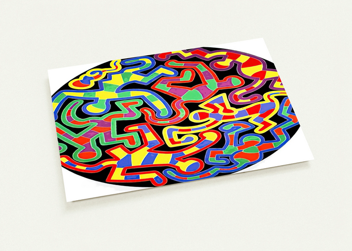 MONKEY PUZZLE 1988 By Keith Haring Pack of 10 Post Cards | Keith Haring Post Cards | A6 (10.5 x 14.8 cm) - 4.1 x 5.8 inches