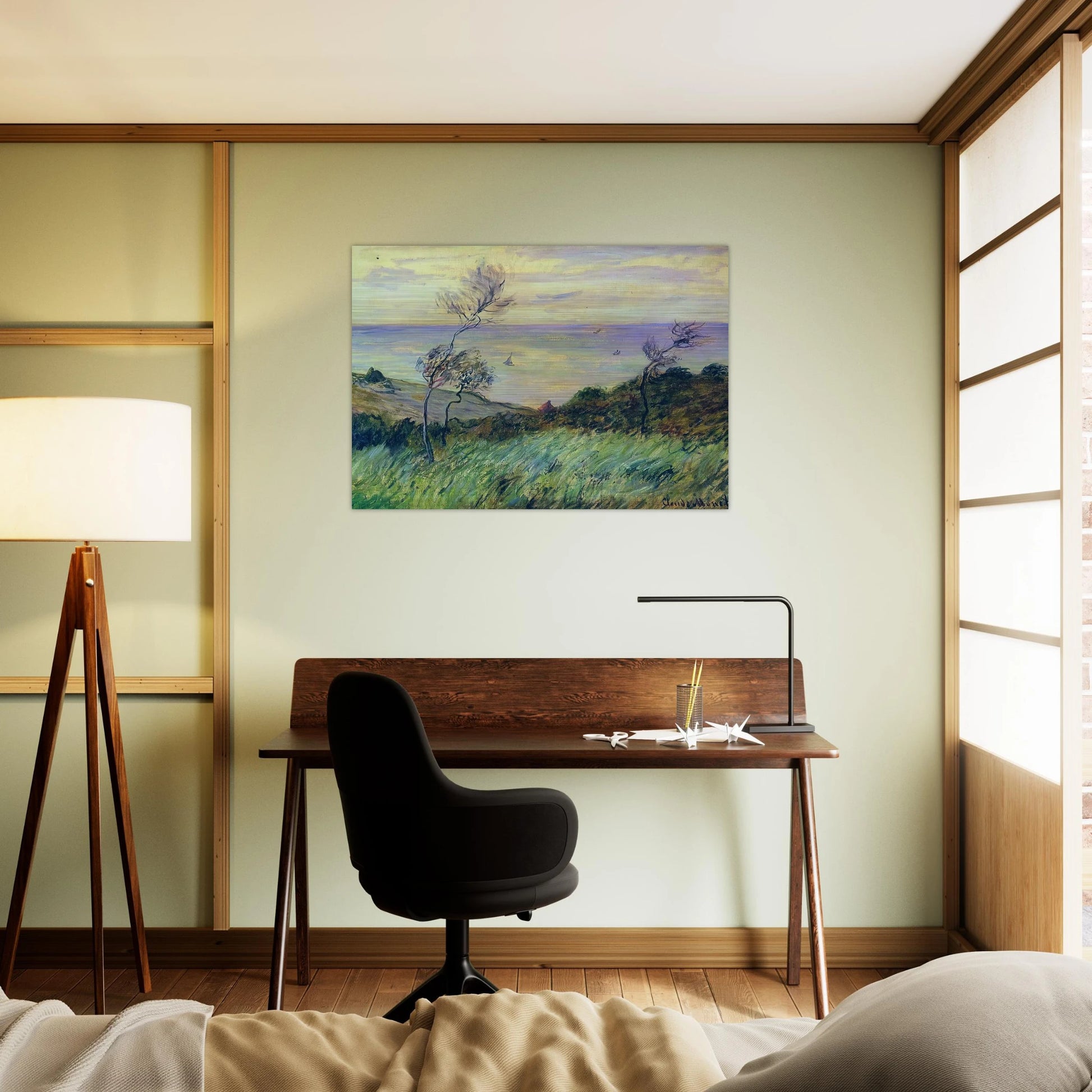 Cliffs of Varengeville, Gust of Wind - claude monet Brushed Aluminum Print - 70x100 cm / 28x40 inches | claude monet Aluminum Print | claude monet Prints