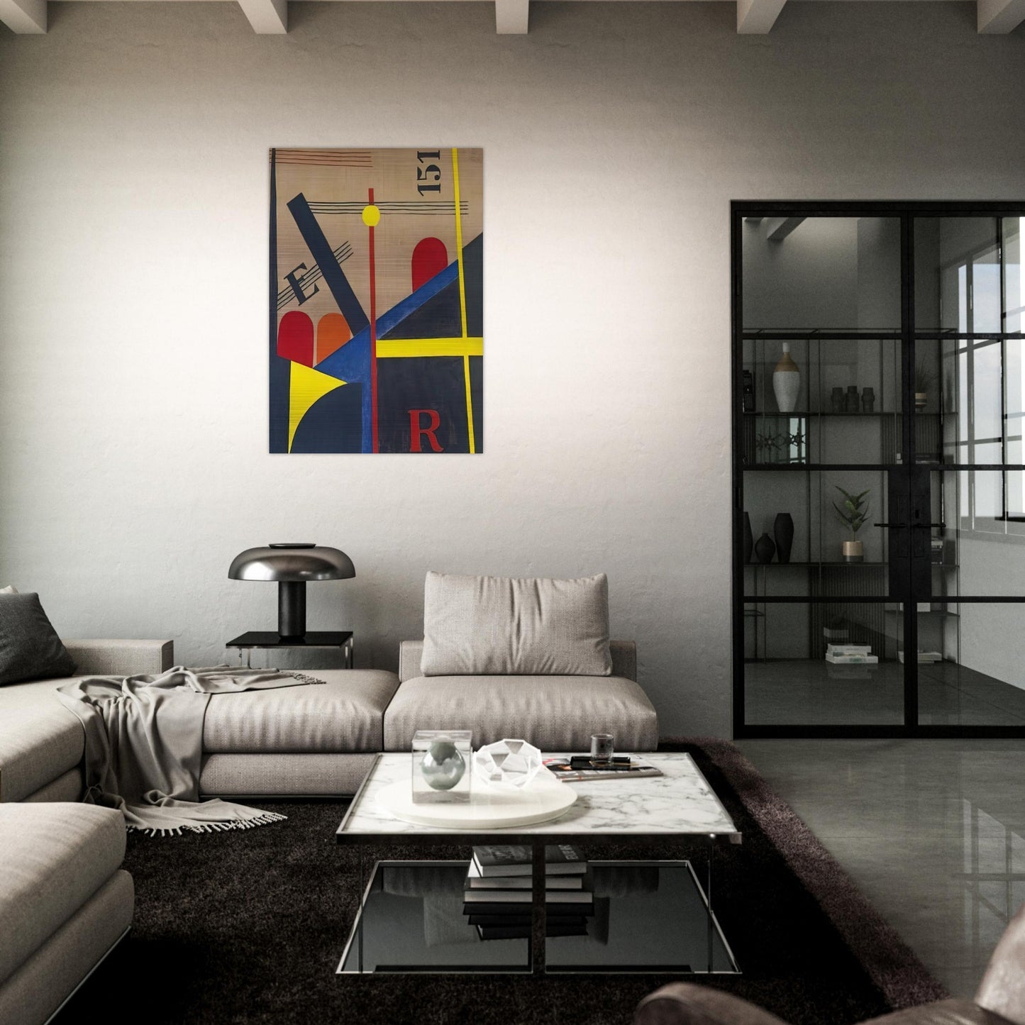 Large painting of the railroad - Laszlo Moholy-Nagy Brushed Aluminum Print - 70x100 cm / 28x40 inches | Laszlo Moholy-Nagy Aluminum Print | Laszlo Moholy-Nagy Prints