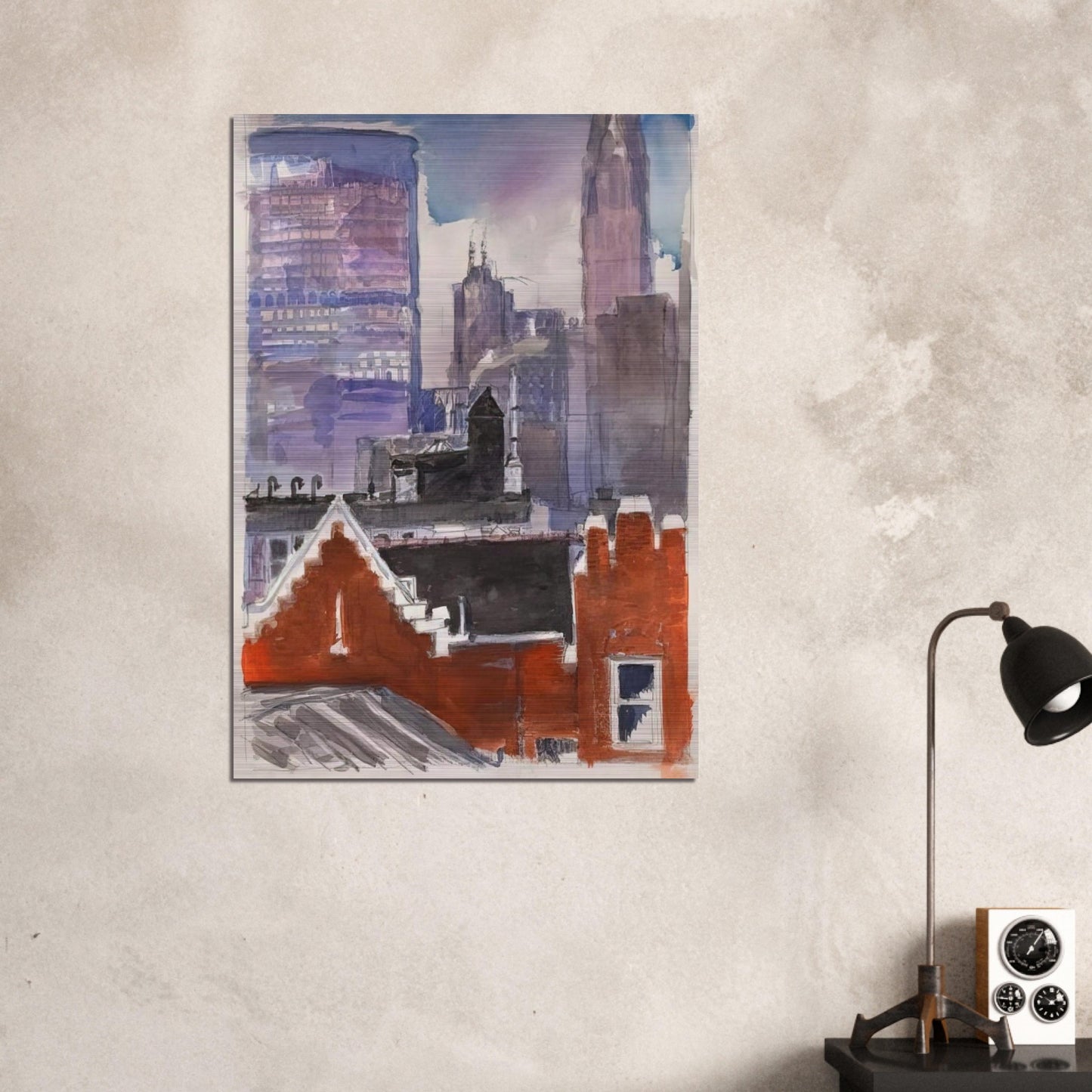 Untitled cityscape - 1986 - Paul Thek Brushed Aluminum Print - 70x100 cm / 28x40 inches | Paul Thek Aluminum Print | Paul Thek Prints