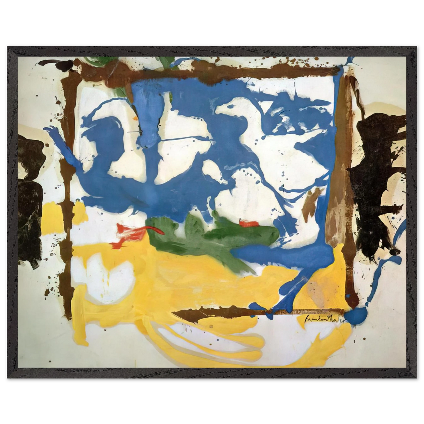 Helen Frankenthaler - Swan Lake #2 - 1961 Wall art - 45x60 cm / 18x24 inches - Premium Wooden Framed Poster With Fine Art Paper-canvas - Black frame