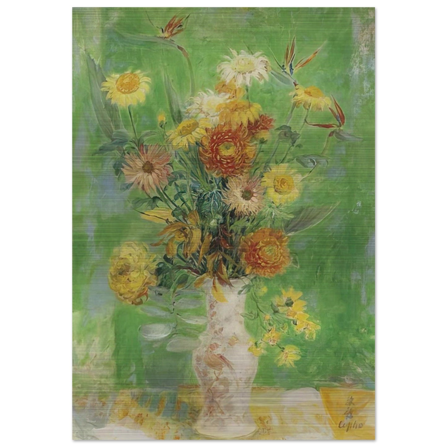 Chrysanthemums and Sunflowers - Post-Impressionism - Le Pho Brushed Aluminum Print - 70x100 cm / 28x40 inches | Le Pho Aluminum Print | Le Pho Prints