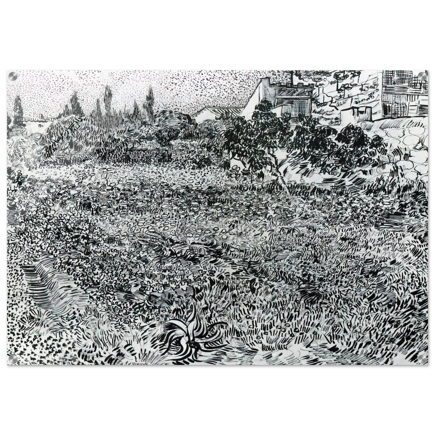 Garden with Flowers - Vincent van Gogh Acrylic Print - 70x100 cm / 28x40″ inches