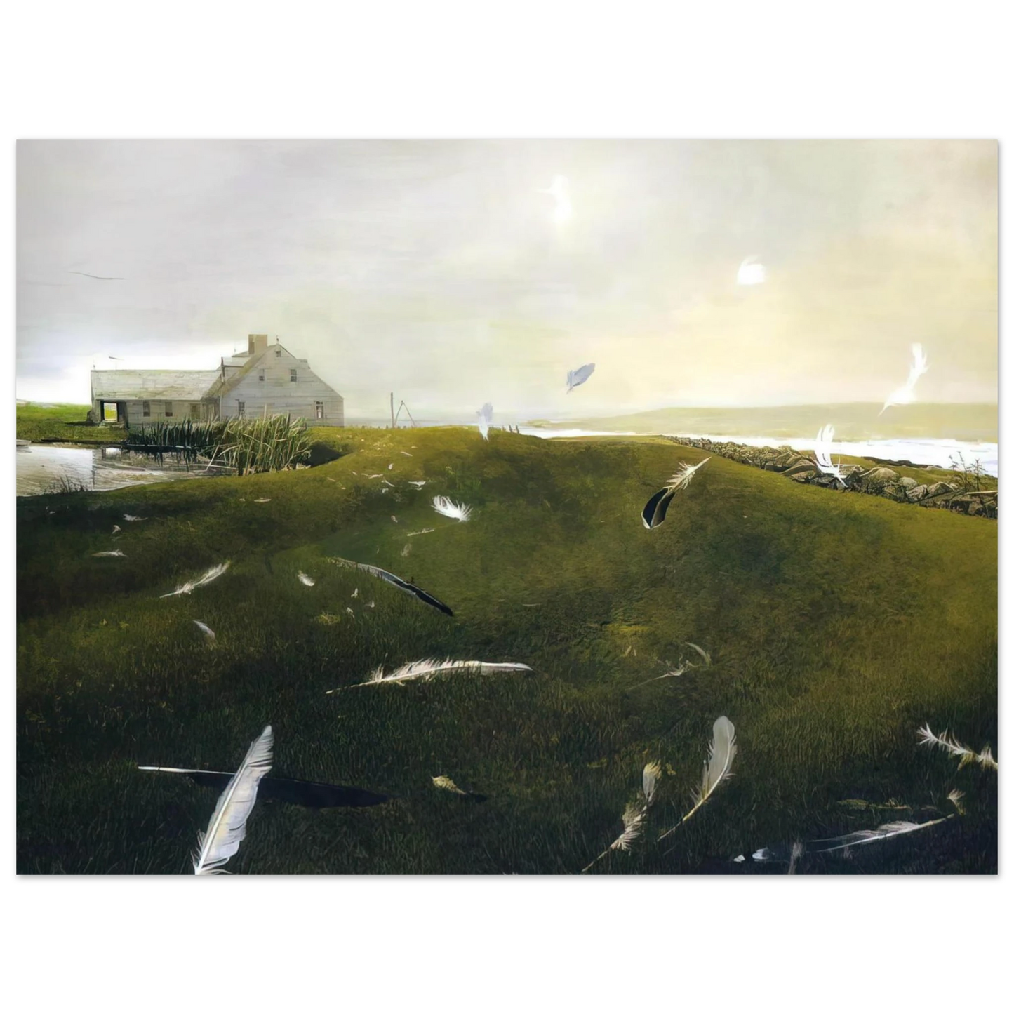 Andrew Wyeth - AIRBORNE Wall Art - 30x40 cm / 12x16 inches - Premium Wooden Framed Poster With Fine Art Paper-canvas - Black frame