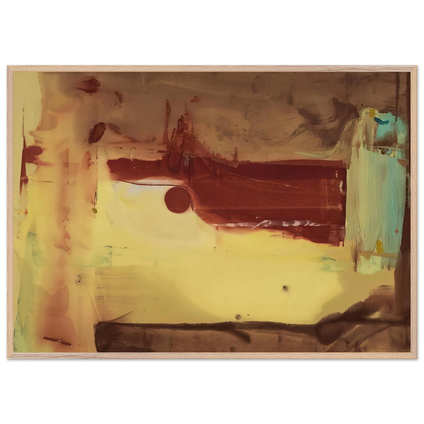 Helen Frankenthaler - Desert Pass - 1976 Wall art - 28x43  cm / XL (11x17 inches) - Premium Wooden Framed Poster With Fine Art Paper-canvas - Wood frame