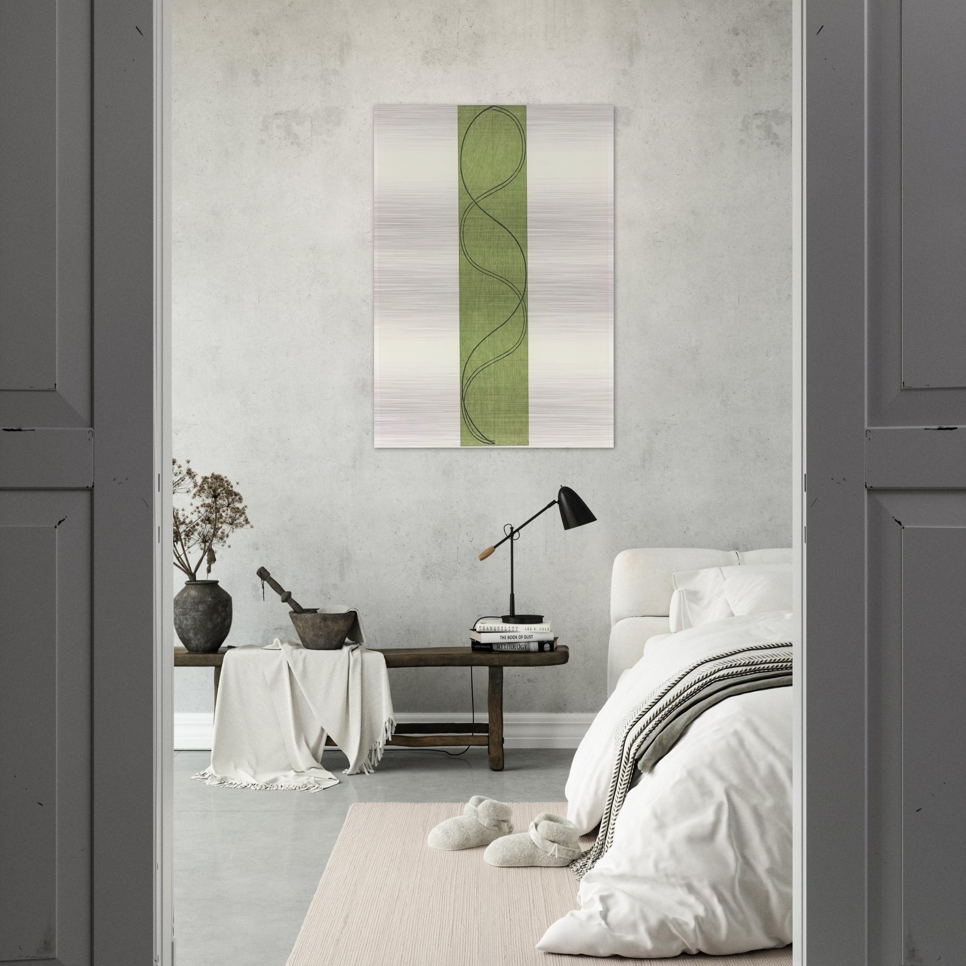 GREEN COLUMN FIGURE 2003 - Robert Mangold Brushed Aluminum Print - 70x100 cm / 28x40 inches | Robert Mangold Aluminum Print | Robert Mangold Prints