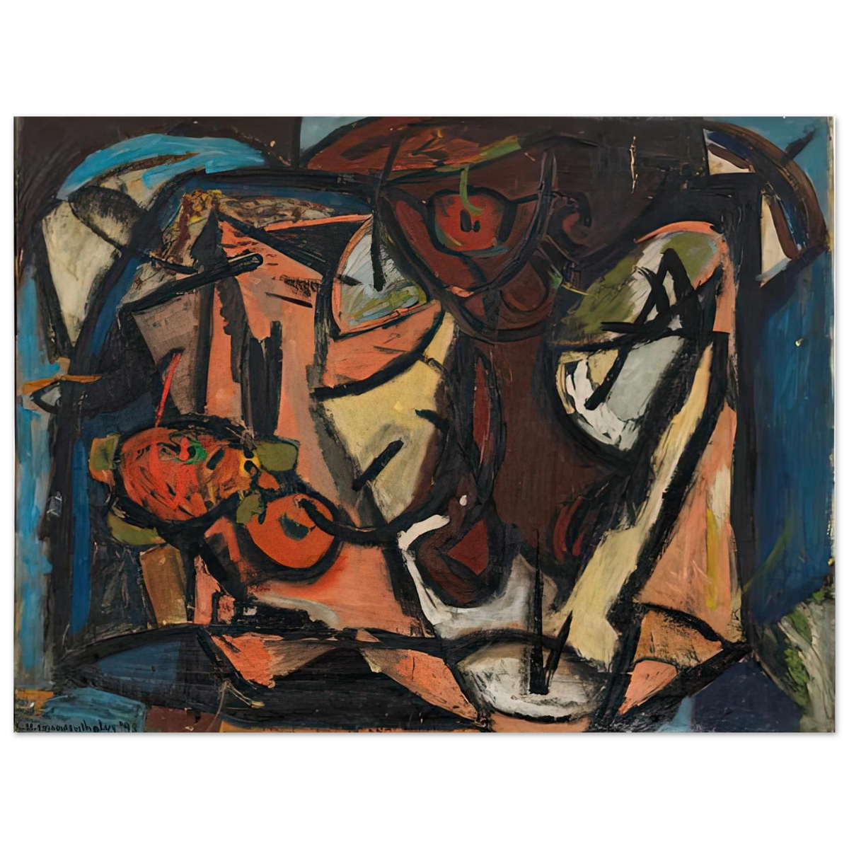 Helen Frankenthaler - Still Life, 1948- Wall Art - 21x29.7 cm / 8x12" - Premium Wooden Framed Poster With Fine Art Paper-canvas - White frame