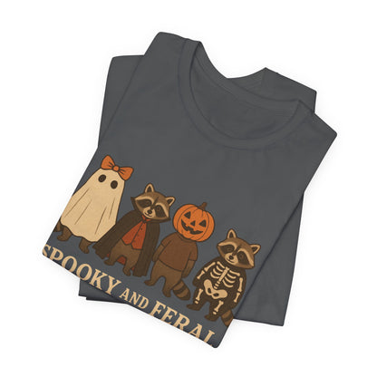 Gruseliges Waschbär-Shirt, lustiges Halloween-T-Shirt mit Grafik, süßes Vintage-Herbst-T-Shirt, trendiges Damen-Halloween-Shirt, T-Shirt mit wildem Waschbär-Motiv